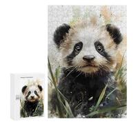 300 PCS Jigsaws for Adults Puzzle Cute Panda Cub Watercolor Jigsaws for Adults Fun Games Stress Reliever Challenging To Complete 300 PCS