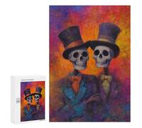 300 PCS Jigsaws for Adults Puzzle Day of The Dead Skeletons Art Print Jigsaw Puzzles for Adults For Family Fun for Birthday, Chrismas Unique Challenge Game 300 PCS