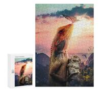 300 PCS Jigsaws for Adults Puzzle Dragon Lizard Sunset Majesty Jigsaw Puzzle Hands-on Game But Fun And Humorous Birthday Present, Gifts, 300 PCS