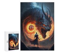 300 PCS Jigsaws for Adults Puzzle Dragon Vs. Warrior Epic Fantasy Battle Jigsaw Puzzles for Adults For Family Fun for Birthday, Chrismas Unique Challenge Game 300 PCS