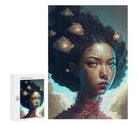 300 PCS Jigsaws for Adults Puzzle Enchanted Floral Portrait -1 Jigsaw for Adults Fun Games Presents for Women Challenging To Complete 300 PCS