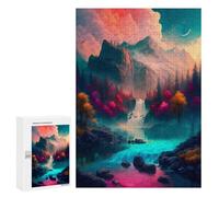 300 PCS Jigsaws for Adults Puzzle Enchanted Waterfall Landscape -3 Adult Jigsaw Relax Games Difficult Challenge Challenging To Complete 300 PCS