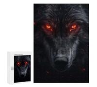 300 PCS Jigsaws for Adults Puzzle Evil Black Wolf Portrait Jigsaws for Adults Fun Games Stress Reliever Challenging To Complete 300 PCS