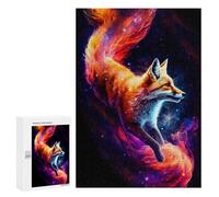 300 PCS Jigsaws for Adults Puzzle Flaming Fox in Space Adult Jigsaw Relax Games Difficult Challenge Challenging To Complete 300 PCS
