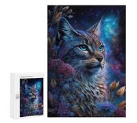 300 PCS Jigsaws for Adults Puzzle Galactic Lynx Celestial Feline Artwork Puzzles for Adults Family Games Staycation Kill Time Challenging To Complete 300 PCS