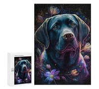 300 PCS Jigsaws for Adults Puzzle Glowing Labrador with Flowers Puzzles for Teenagerss Birthday Present Help The Brain Exercise Challenging Game Gifts 300 PCS