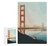300 PCS Jigsaws for Adults Puzzle Golden Gate Bridge And Cable Car Jigsaws for Adults Fun Games Stress Reliever Challenging To Complete 300 PCS