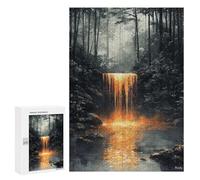 300 PCS Jigsaws for Adults Puzzle Golden Waterfall in Mystical Forest Puzzles for Adults Toy Wall Decor Enhance Memory Gifts for Friends And Family 300 PCS