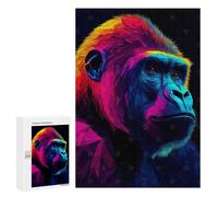 300 PCS Jigsaws for Adults Puzzle Gorilla in Neon Colors Adult Jigsaw Relax Games Difficult Challenge Challenging To Complete 300 PCS
