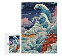 300 PCS Jigsaws for Adults Puzzle Great Wave, Japanese Style Adult Jigsaw Relax Games Difficult Challenge Challenging To Complete 300 PCS