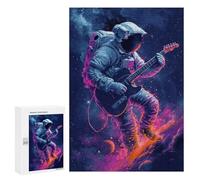 300 PCS Jigsaws for Adults Puzzle Guitar Astronaut in Space Jigsaw for Adults Fun Games Presents for Women Challenging To Complete 300 PCS