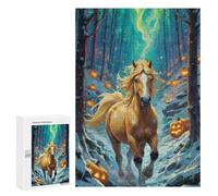 300 PCS Jigsaws for Adults Puzzle Halloween Horse in Winter Forest Adult Jigsaw Relax Games Difficult Challenge Challenging To Complete 300 PCS