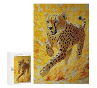 300 PCS Jigsaws for Adults Puzzle Impasto Cheetah Running - Bold Brushstroke Art Puzzles for Adults Toy Wall Decor Enhance Memory Gifts for Friends And Family 300 PCS