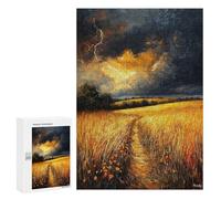 300 PCS Jigsaws for Adults Puzzle Impressionist Inspired Storm Over Golden Fields Puzzles for Adults Toy Wall Decor Enhance Memory Gifts for Friends And Family 300 PCS