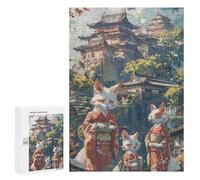 300 PCS Jigsaws for Adults Puzzle Japanese Cats Anime Asian Jigsaw for Adults Fun Games Presents for Women Challenging To Complete 300 PCS