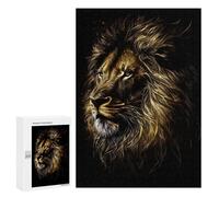 300 PCS Jigsaws for Adults Puzzle Lion Black Gold Dark BG Puzzles for Adults Family Games Staycation Kill Time Challenging To Complete 300 PCS