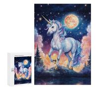 300 PCS Jigsaws for Adults Puzzle Magical Unicorn Under The Moonlight Puzzles for Adults Toy Wall Decor Enhance Memory Gifts for Friends And Family 300 PCS