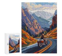 300 PCS Jigsaws for Adults Puzzle Motorcycle Mountain Jigsaw for Adults Fun Games Presents for Women Challenging To Complete 300 PCS