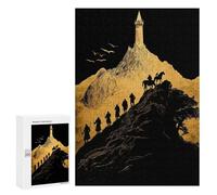 300 PCS Jigsaws for Adults Puzzle Mountain Journey to Tower Silhouette Art Jigsaws for Adults Fun Games Stress Reliever Challenging To Complete 300 PCS