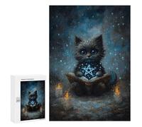 300 PCS Jigsaws for Adults Puzzle Mystical Cat Reading Spellbook Puzzles for Adults Toy Wall Decor Enhance Memory Gifts for Friends And Family 300 PCS
