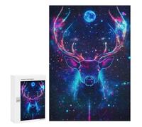 300 PCS Jigsaws for Adults Puzzle Neon Deer in Space Cosmic Nature Puzzles for Adults Toy Wall Decor Enhance Memory Gifts for Friends And Family 300 PCS