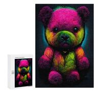 300 PCS Jigsaws for Adults Puzzle Neon Rainbow Teddy Bear Adult Jigsaw Relax Games Difficult Challenge Challenging To Complete 300 PCS