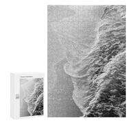 300 PCS Jigsaws for Adults Puzzle Ocean Waves on Black And White Beach Adult Jigsaw Relax Games Difficult Challenge Challenging To Complete 300 PCS