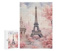 `300 PCS Jigsaws for Adults Puzzle Parisian Romance Eiffel Tower in Bloom Adult Jigsaw Puzzle Toy Wall Decor Wall Art Challenging To Complete 300 PCS