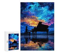 300 PCS Jigsaws for Adults Puzzle Piano Under Starry Sky Puzzle for Adults Family Game Difficult Challenge Gifts for Friends And Family 300 PCS