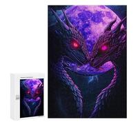 300 PCS Jigsaws for Adults Puzzle Purple Dragon Moon Art Print Jigsaw Puzzles for Adults For Family Fun for Birthday, Chrismas Unique Challenge Game 300 PCS