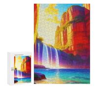 300 PCS Jigsaws for Adults Puzzle Rainbow Waterfall Landscape Jigsaw Puzzle Hands-on Game But Fun And Humorous Birthday Present, Gifts, 300 PCS