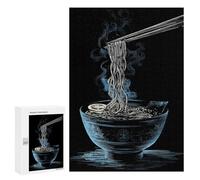300 PCS Jigsaws for Adults Puzzle Ramen Bowl with Chopsticks Jigsaw for Adults Fun Games Presents for Women Challenging To Complete 300 PCS