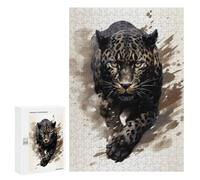300 PCS Jigsaws for Adults Puzzle Running Dark Leopard Jigsaw for Adults Fun Games Presents for Women Challenging To Complete 300 PCS