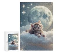 300 PCS Jigsaws for Adults Puzzle Sleeping Kitten on Cloud Puzzles for Adults Toy Wall Decor Enhance Memory Gifts for Friends And Family 300 PCS