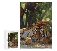 300 PCS Jigsaws for Adults Puzzle Sleeping Tiger in Lush Foliage Adult Jigsaw Relax Games Difficult Challenge Challenging To Complete 300 PCS