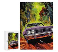 300 PCS Jigsaws for Adults Puzzle Spooky Car in Haunted Forest Jigsaw Puzzles for Adults For Family Fun for Birthday, Chrismas Unique Challenge Game 300 PCS