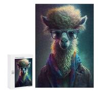 300 PCS Jigsaws for Adults Puzzle Stylish Alpaca with Glasses Puzzle for Adults Family Game Difficult Challenge Gifts for Friends And Family 300 PCS