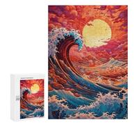 300 PCS Jigsaws for Adults Puzzle The Great Wave Kanagawa Puzzles for Adults Hands-on Game Hand Speed Race Great Gift for Gaming 300 PCS