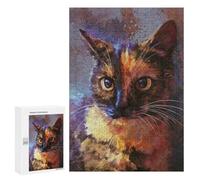 300 PCS Jigsaws for Adults Puzzle Tortoiseshell Cat Portrait Jigsaws for Adults Fun Games Stress Reliever Challenging To Complete 300 PCS