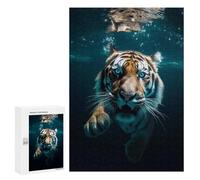 300 PCS Jigsaws for Adults Puzzle Underwater Tiger Encounter Jigsaw for Adults Fun Games Presents for Women Challenging To Complete 300 PCS