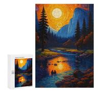 300 PCS Jigsaws for Adults Puzzle Vibrant Mountain River Landscape Painting Jigsaws for Adults Fun Games Stress Reliever Challenging To Complete 300 PCS