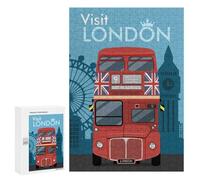 300 PCS Jigsaws for Adults Puzzle Visit London with Bus Puzzle for Adults Family Game Difficult Challenge Gifts for Friends And Family 300 PCS