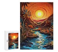 300 PCS Jigsaws for Adults Puzzle Whimsical Sunset Stream Jigsaw Puzzle Hands-on Game But Fun And Humorous Birthday Present, Gifts, 300 PCS