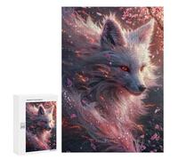 300 PCS Jigsaws for Adults Puzzle White Kitsune Fox Head Puzzles for Adults Hands-on Game Hand Speed Race Great Gift for Gaming 300 PCS