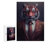300 PCS Jigsaws for Adults Puzzle Wildly Dapper Tiger Suit Jigsaw Puzzle Hands-on Game But Fun And Humorous Birthday Present, Gifts, 300 PCS