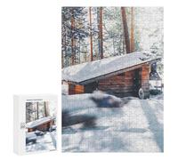 300 PCS Jigsaws for Adults Puzzle Winter Cabin in Snowy Forest Adult Jigsaw Relax Games Difficult Challenge Challenging To Complete 300 PCS