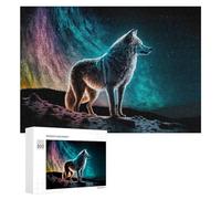 `300 PCS Jigsaws for Adults Puzzle Wolf Gazing at Aurora Borealis Adult Jigsaw Puzzle Toy Wall Decor Wall Art Challenging To Complete 300 PCS