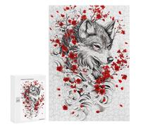 300 PCS Jigsaws for Adults Puzzle Wolf with Cherry Blossoms Jigsaw for Adults Fun Games Presents for Women Challenging To Complete 300 PCS