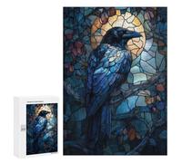 300 PCS Jigsaws for Adults Raven Stained Glass Puzzles for Adults Toy Wall Decor Improve Memory Gifts for Friends And Family 300 PCS