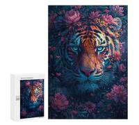 300 PCS Jigsaws for Adults Tiger Flowers Fantasy Artwork Adult Jigsaw Puzzles Stress Reliever Difficult And Challenge Family Fun & Game Night 300 PCS
